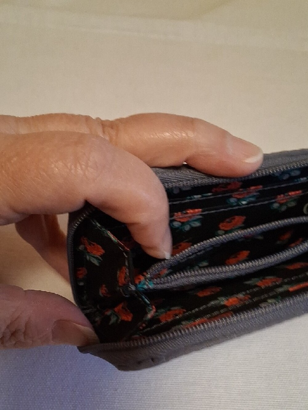 Vera Bradley Quilted Zip Wallet in Charcoal - Picture 4 of 5